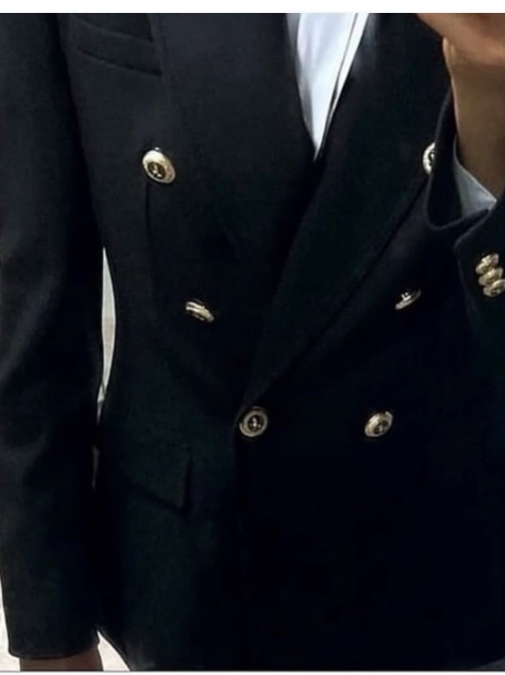 Zara Double-Breasted Black Blazer with Gold Buttons - Picture 5 of 7